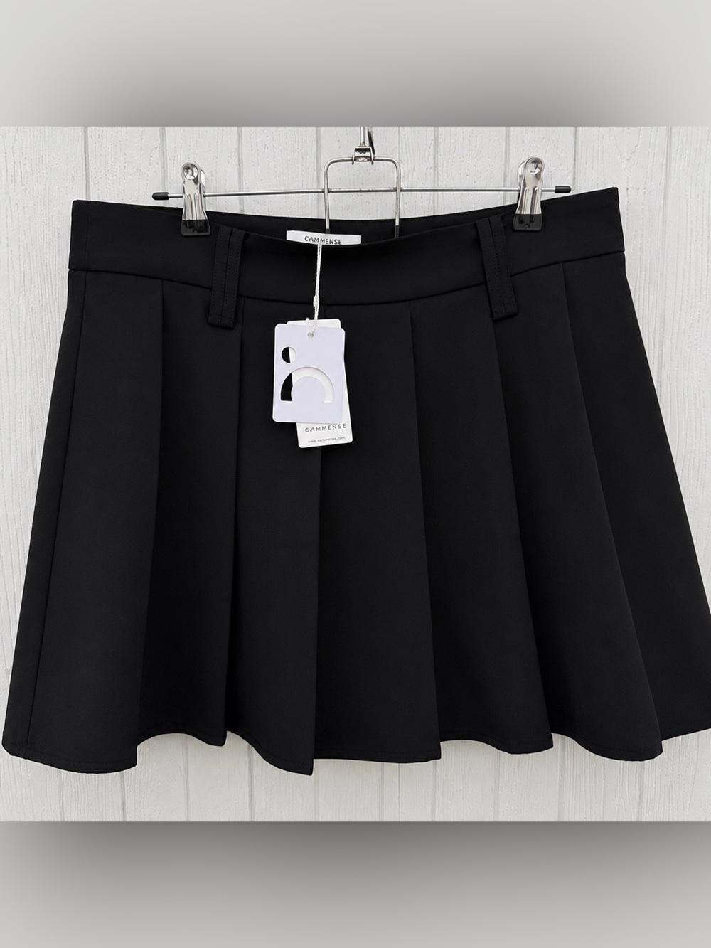Commense Mid-Waist Pleated Mini Skirt Size XL Black NWT